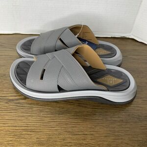 GEORGE Men's Crossband Slide Sandals Faux Leather Arch Support • Grey Size 8